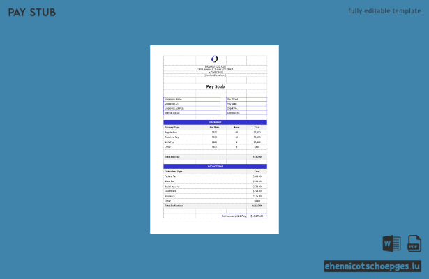 Gehaltsabrechnungsbeispiel von Bluefield Corp. Ltd.